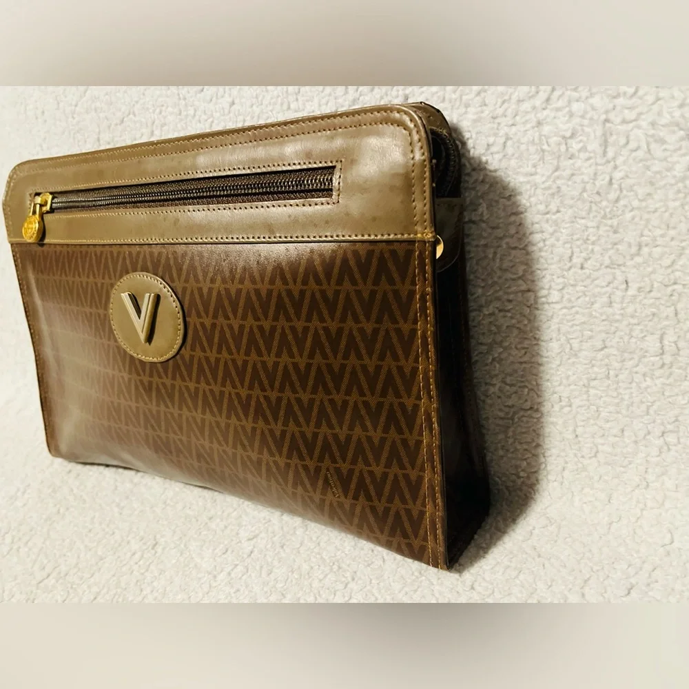 Mario Valentino Monogram Brown Clutch - Picture 5 of 11
